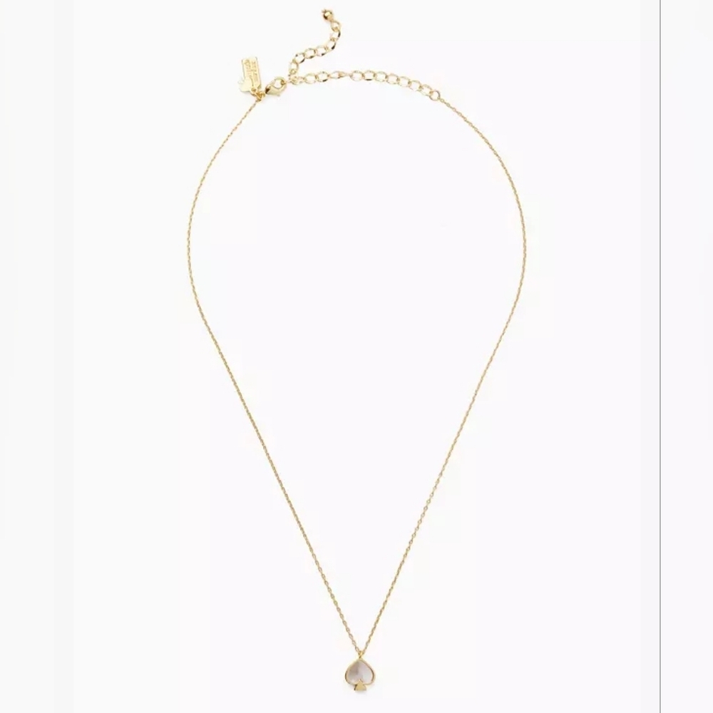 Kate  Spade Signture Spade Pendant Necklace Gold Inlaid With Mother Of Pearl - Picture 3 of 4